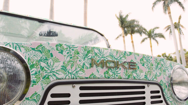 Close up image of the front of a collectible car